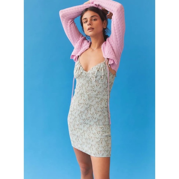 UO Floral Smocked Mini Dress - Picture 2 of 5